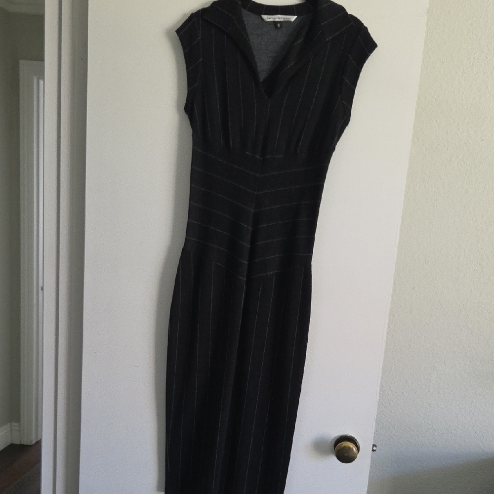 Diane Von Furstenberg Black Ruched Sheath Midi Dress